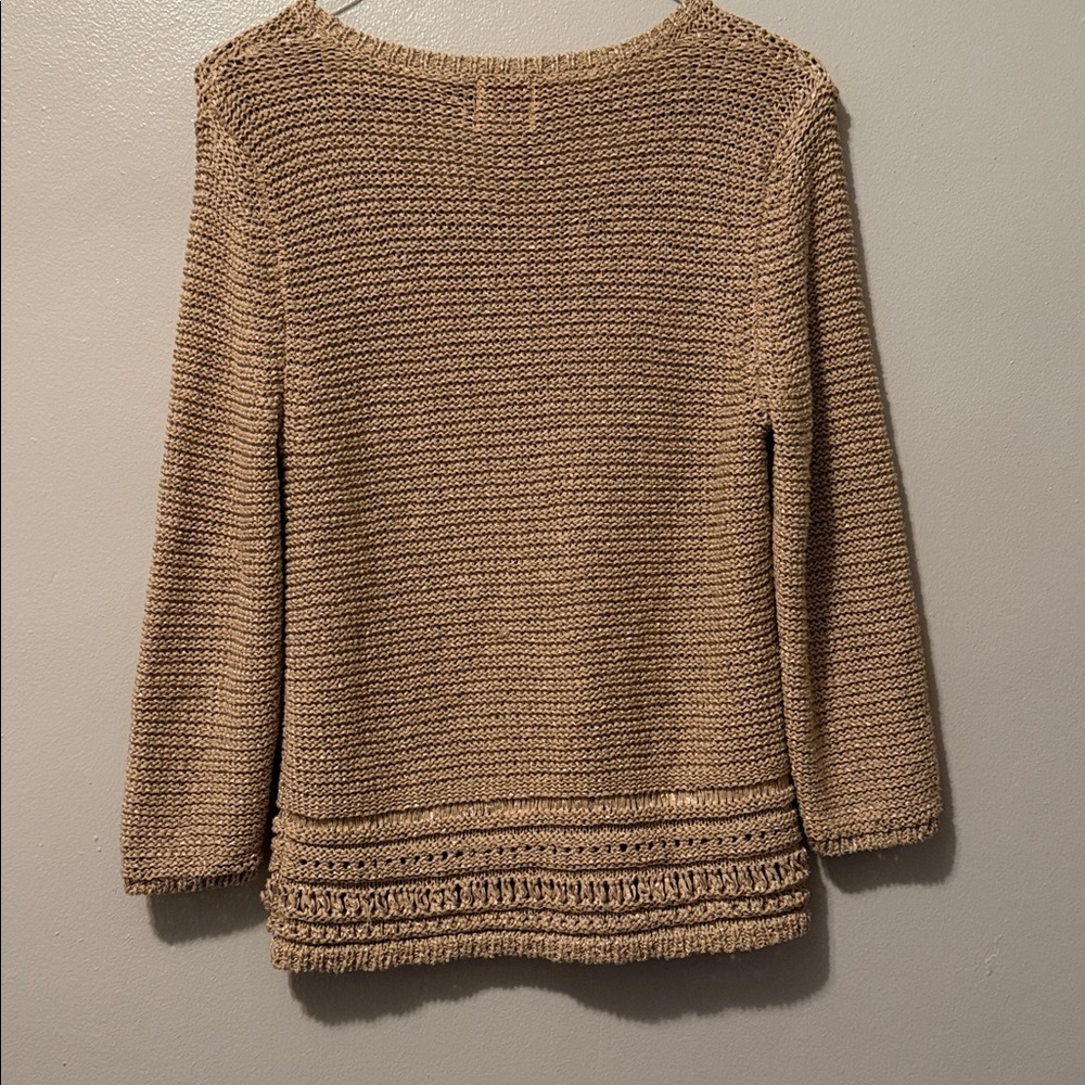 Ruby Rd. Tan Sweater with Blue Details - Picture 5 of 5